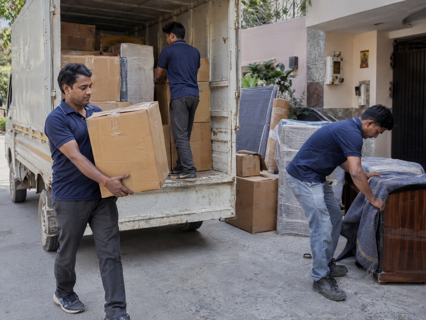 Shree Laxmi Packers & Movers team packing and moving belongings